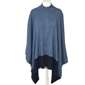Lululemon On The Go Poncho, Merino Wool, Blue, Navy, Zip, Wrap, Scarf, Sweater